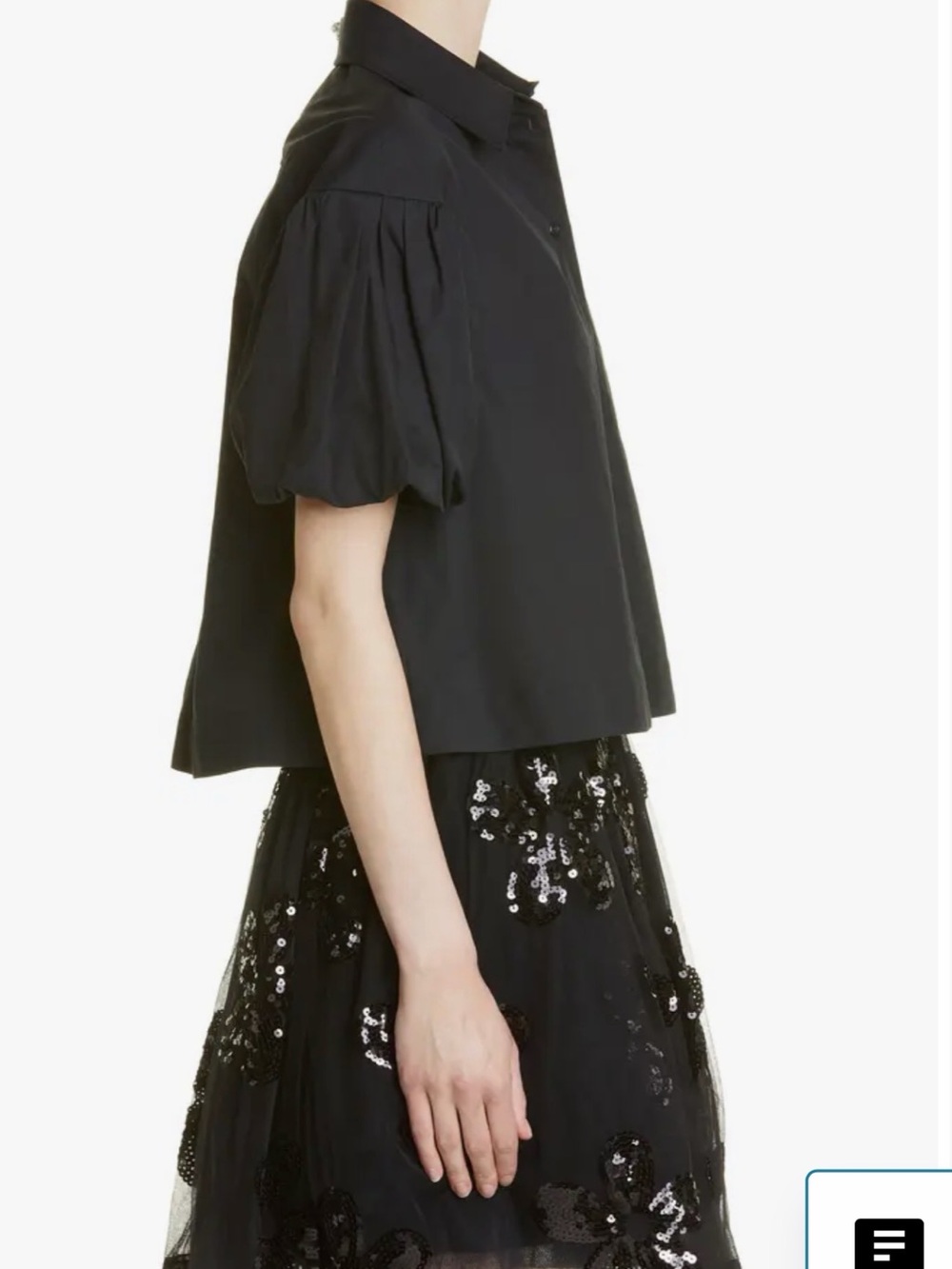 Simone Rocha Black Puff-Sleeve Button Down Shirt - Picture 4 of 12
